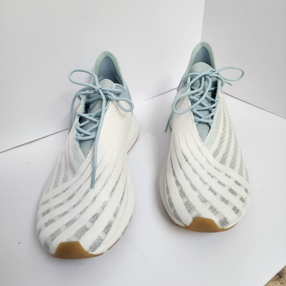 Saysh One Sneakers Light Blue White Striped Low Top Walking Shoes Womens Sz 7.5